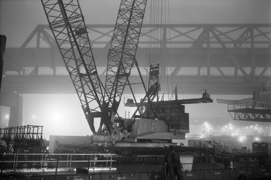 Boston Big Dig Near the Zakim Bridge Construction