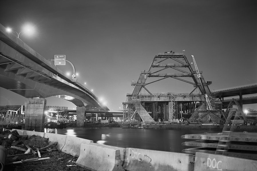 Boston Big Dig Zakim Bridge North Tower Leverett Circle Connector at Left Construction