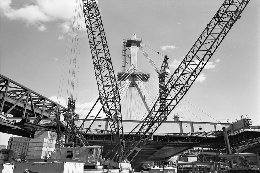 Boston Big Dig Zakim Bridge South Tower South Tower and Deck Construction