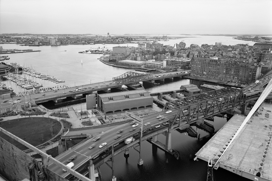 Boston Big Dig Zakim Bridge from the North Tower Construction