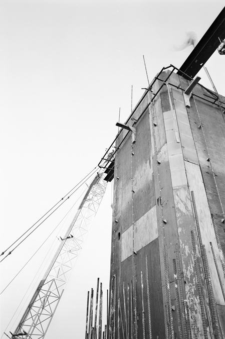 Boston Big Dig Zakim Bridge Near the Top of the North Tower Construction