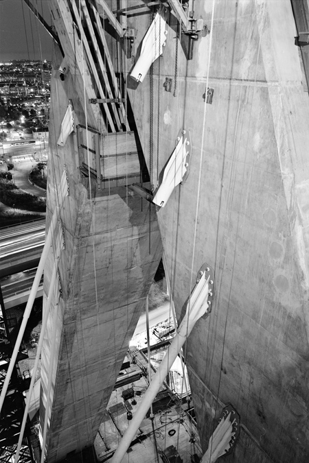 Boston Big Dig Zakim Bridge Rigging Cables on North Tower Construction