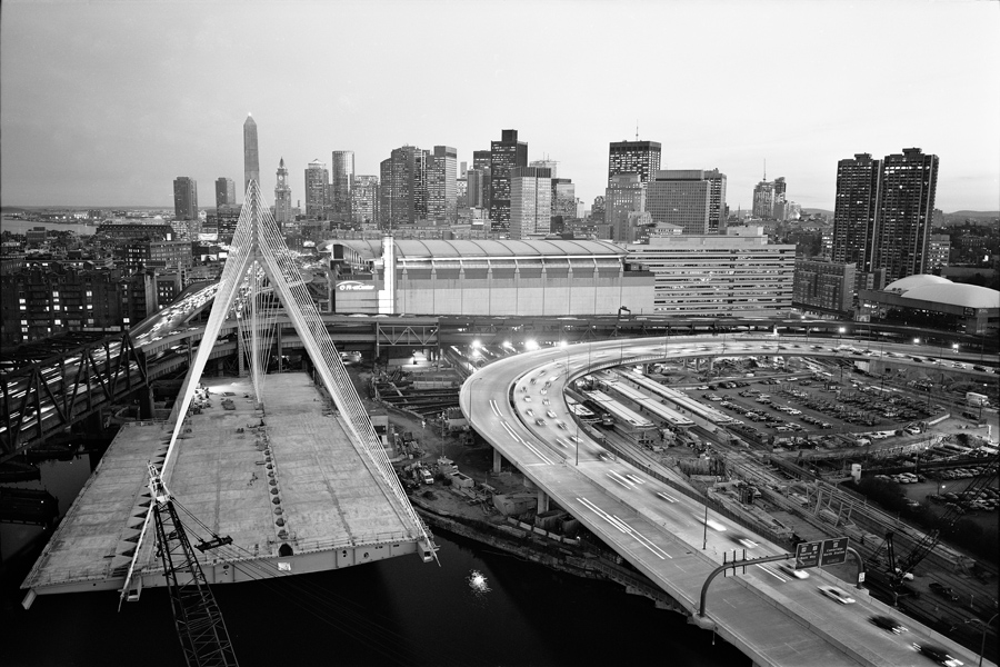 Boston Big Dig Zakim Bridge from the North Tower Construction