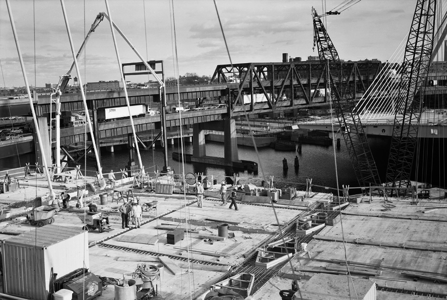 Boston Big Dig Zakim Bridge North Tower Deck Construction