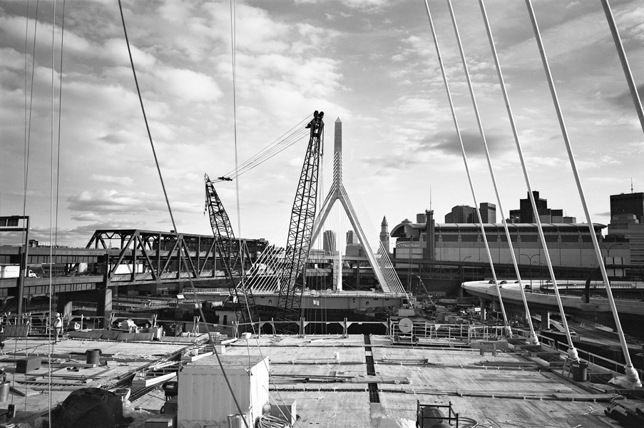 Boston Big Dig Zakim Bridge :From the North Tower Deck Construction