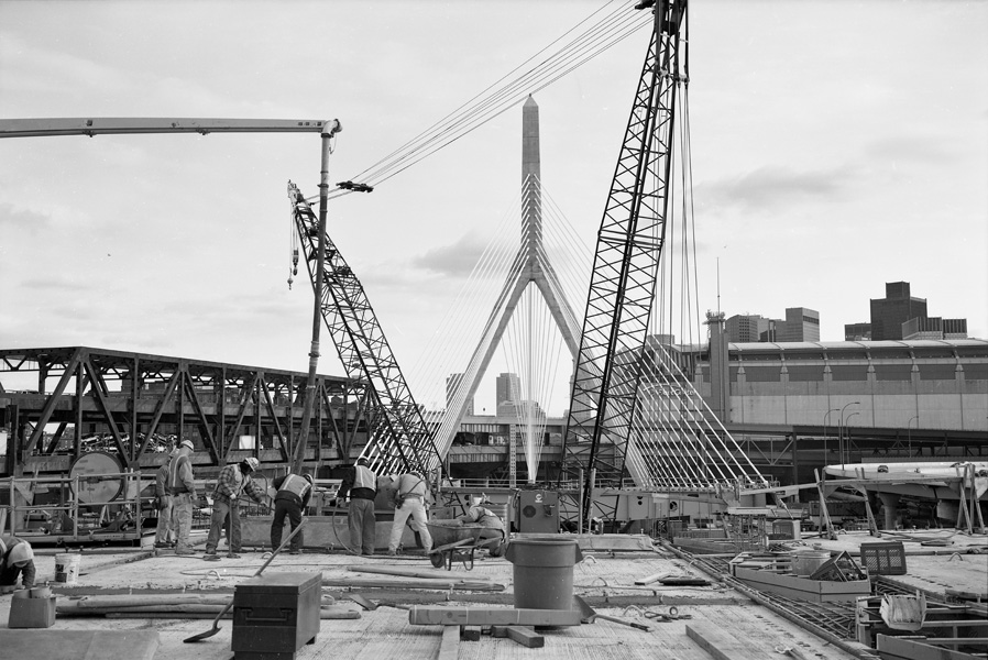 Boston Big Dig Zakim Bridge North Tower Deck Construction