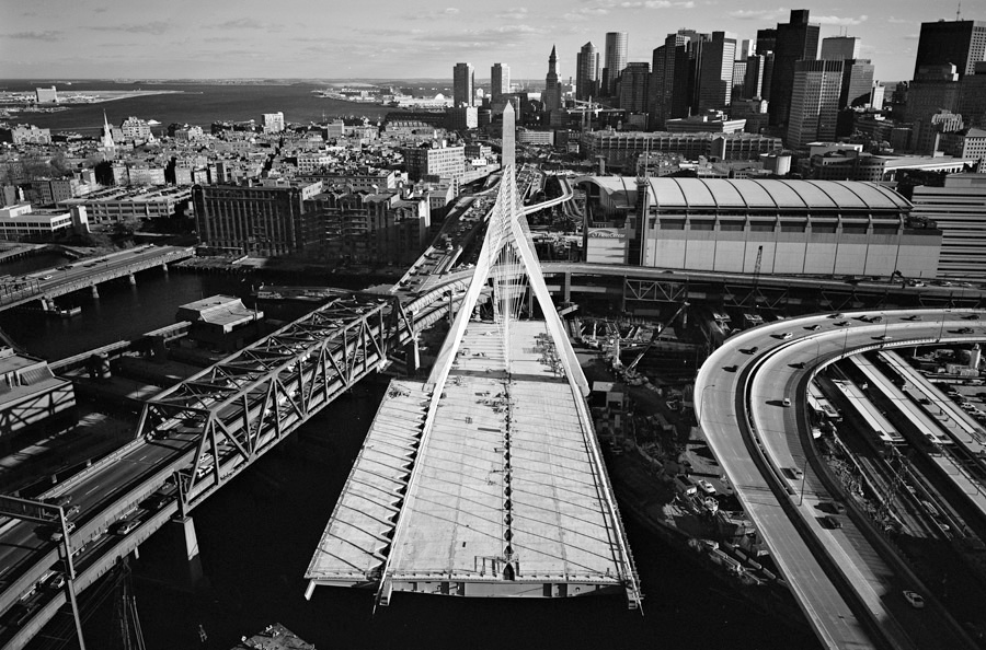 Boston Big Dig Zakim Bridge From the North Tower Construction