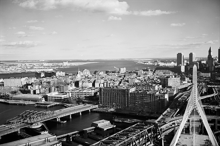 Boston Big Dig Zakim Bridge From the North Tower Construction