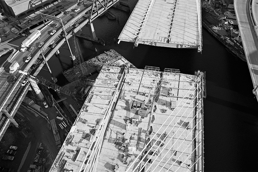 Boston Big Dig Zakim Bridge From the North Tower Construction