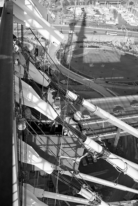 Boston Big Dig Zakim Bridge Rigging Cables on the North Tower Construction