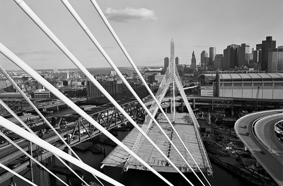 Boston Big Dig Zakim Bridge From the North Tower Construction