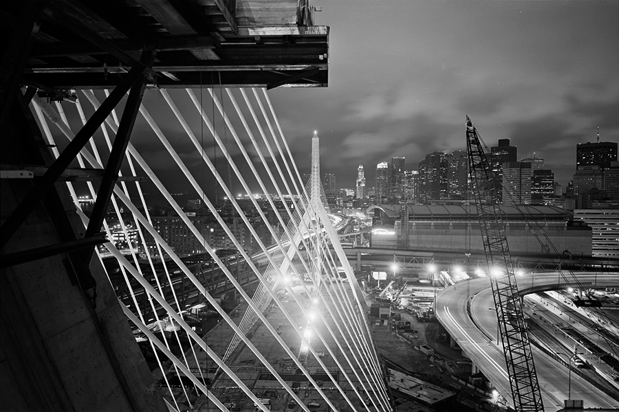 Boston Big Dig Zakim Bridge View from the North Tower Construction