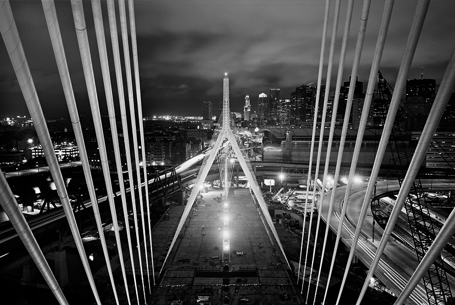 Boston Big Dig Zakim Bridge View from the North Tower Construction