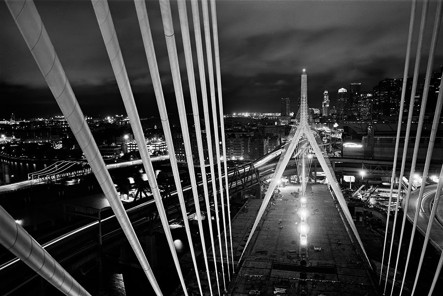 Boston Big Dig Zakim Bridge View from the North Tower Construction