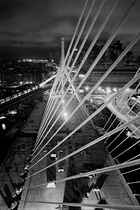 Boston Big Dig Zakim Bridge View from the North Tower Construction