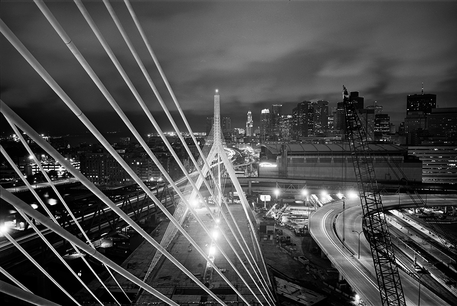 Boston Big Dig Zakim Bridge View from the North Tower Construction