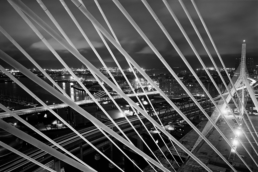 Boston Big Dig Zakim Bridge View from the North Tower Construction