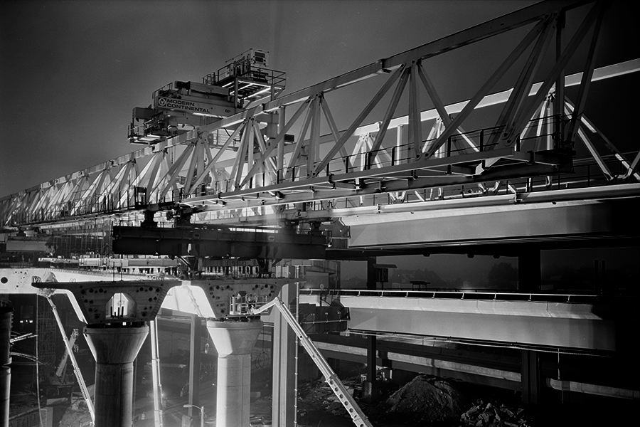 Boston Big Dig Near the Zakim Bridge Construction