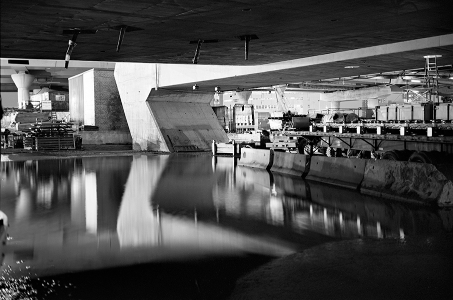 Boston Big Dig Under the Zakim Bridge Construction