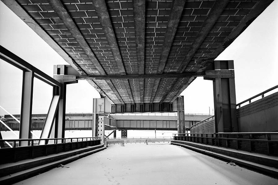 Boston Big Dig Near the Zakim Bridge Blind Ramp Offering Bridge Views Construction