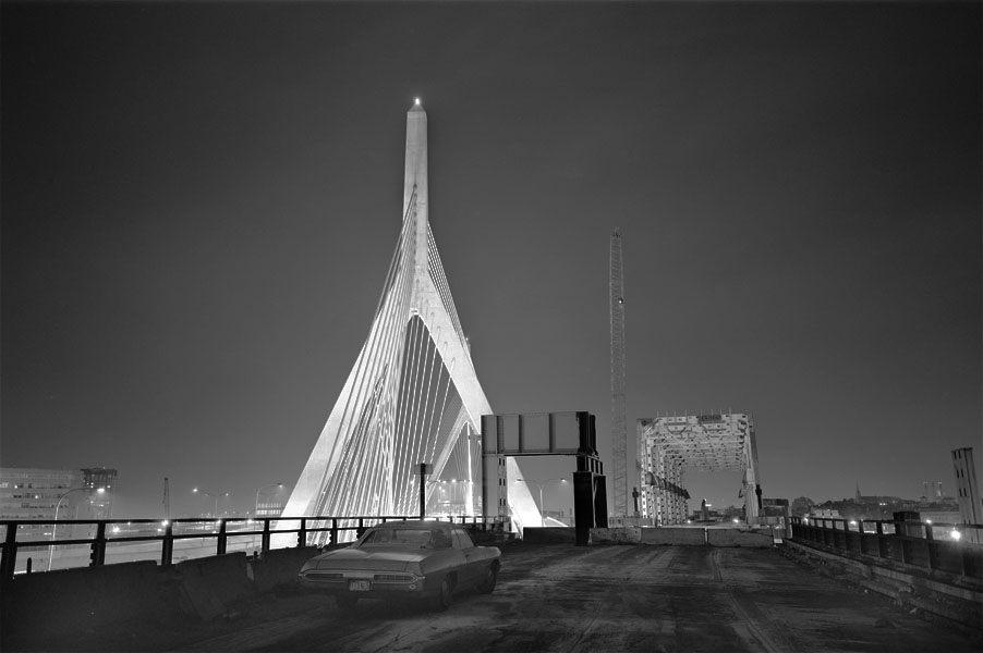 Boston Big Dig Zakim Bridge Blind Ramp from which Previous Photographs Were Shot (my car) Construction