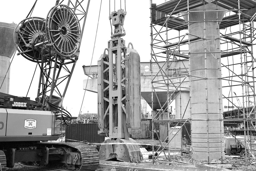 Boston Big Dig Near the Zakim Bridge Construction