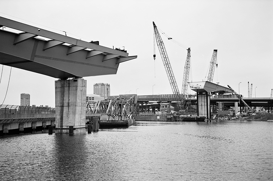 Boston Big Dig Near the Zakim Bridge Leverett Circle Connector Construction