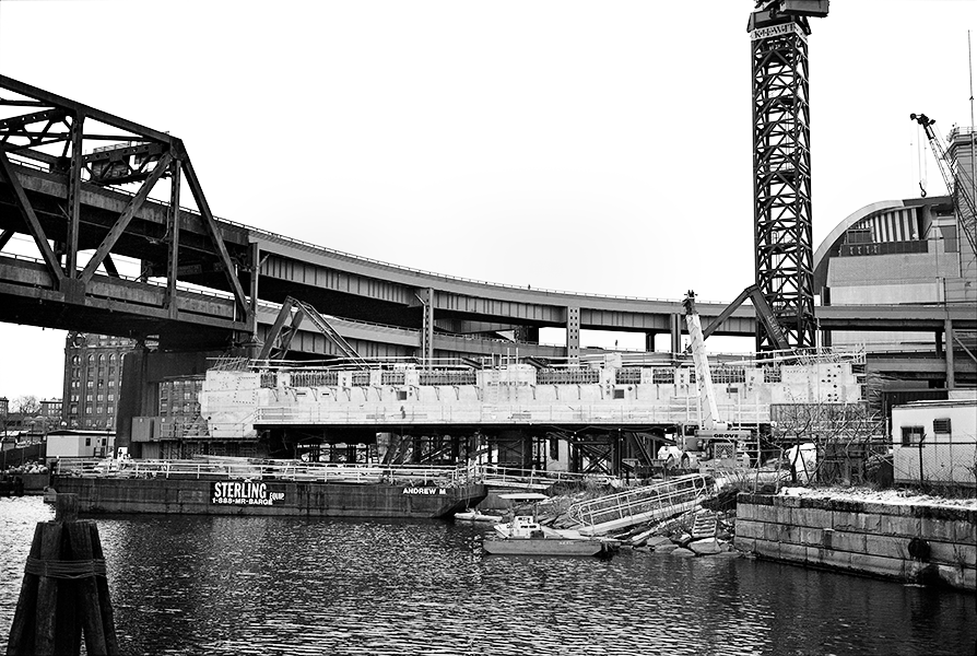 Boston Big Dig Zakim Bridge Base of South Tower Construction