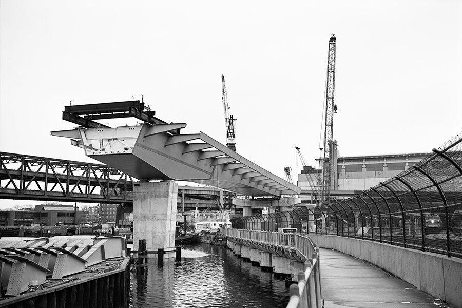 Boston Big Dig Near the Zakim Bridge Leverett Circle Connector Construction