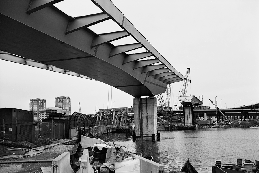 Boston Big Dig Near the Zakim Bridge Leverett Circle Connector Construction