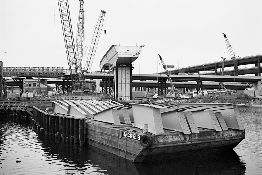 Boston Big Dig Near the Zakim Bridge Construction