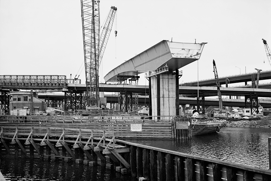 Boston Big Dig Near the Zakim Bridge Leverett Circle Connector Construction