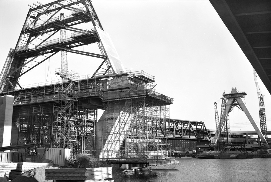 Boston Big Dig Zakim Bridge North and South Towers Construction